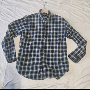 Lands End Mens Button Down long sleeve shirt. Large 16-16 1/2. Plaid